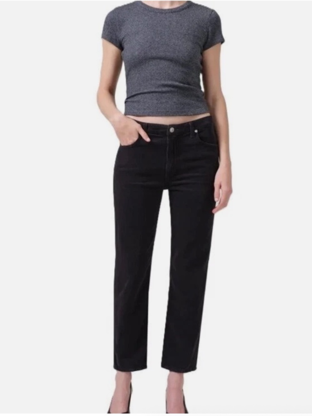 Citizens of Humanity Women Zurie Straight Leg Ankle Corduroy Pants in Navy 29x28